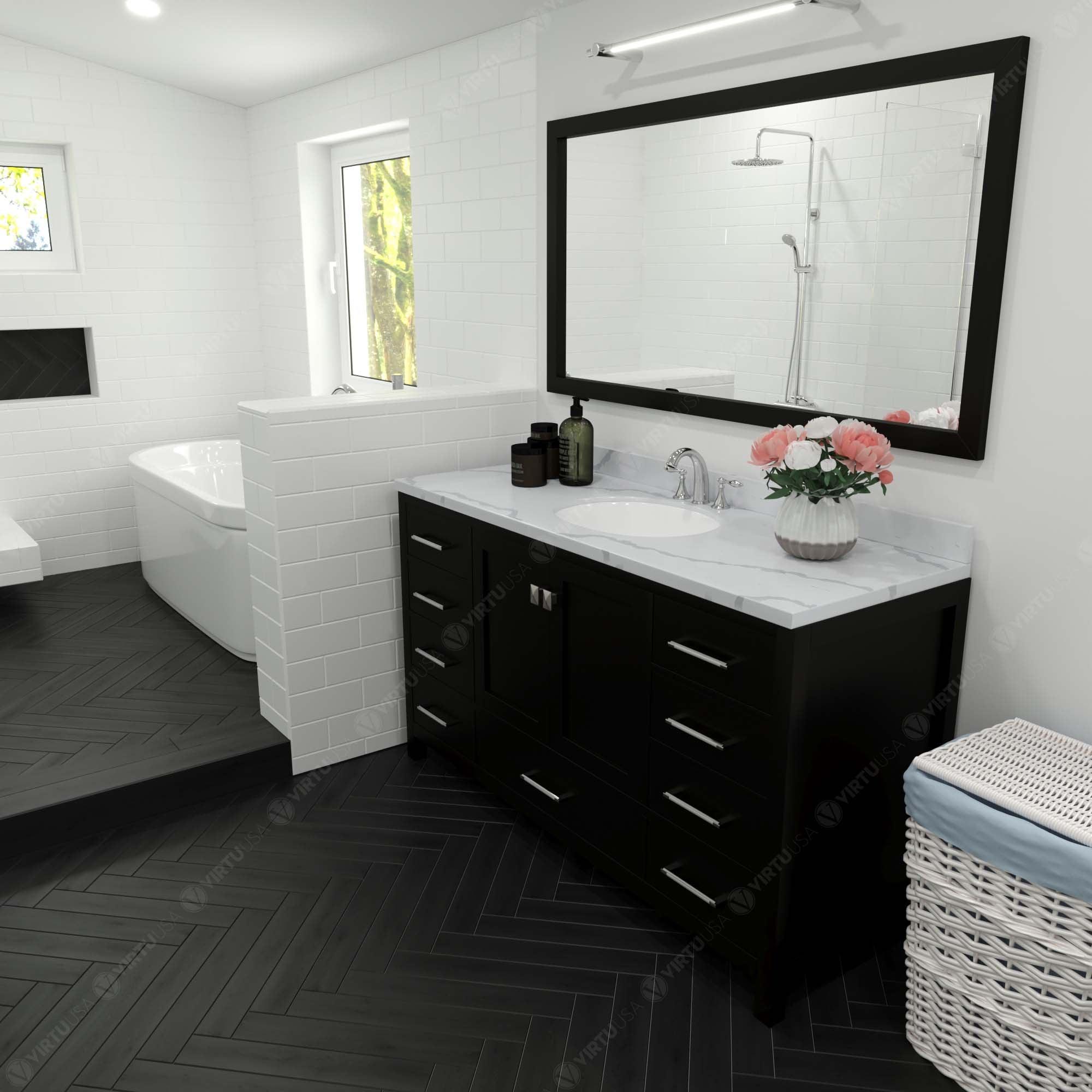 Virtu USA Caroline Avenue 60" Double Bath Vanity in Espresso - Bathroom Design Center