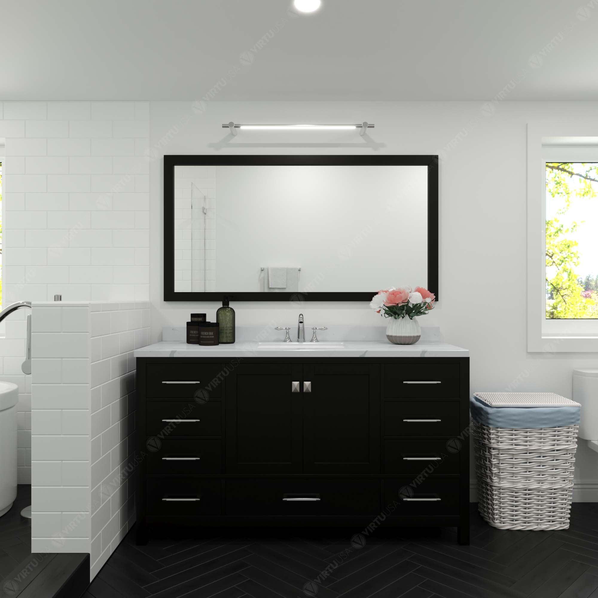 Virtu USA Caroline Avenue 60" Double Bath Vanity in Espresso - Bathroom Design Center