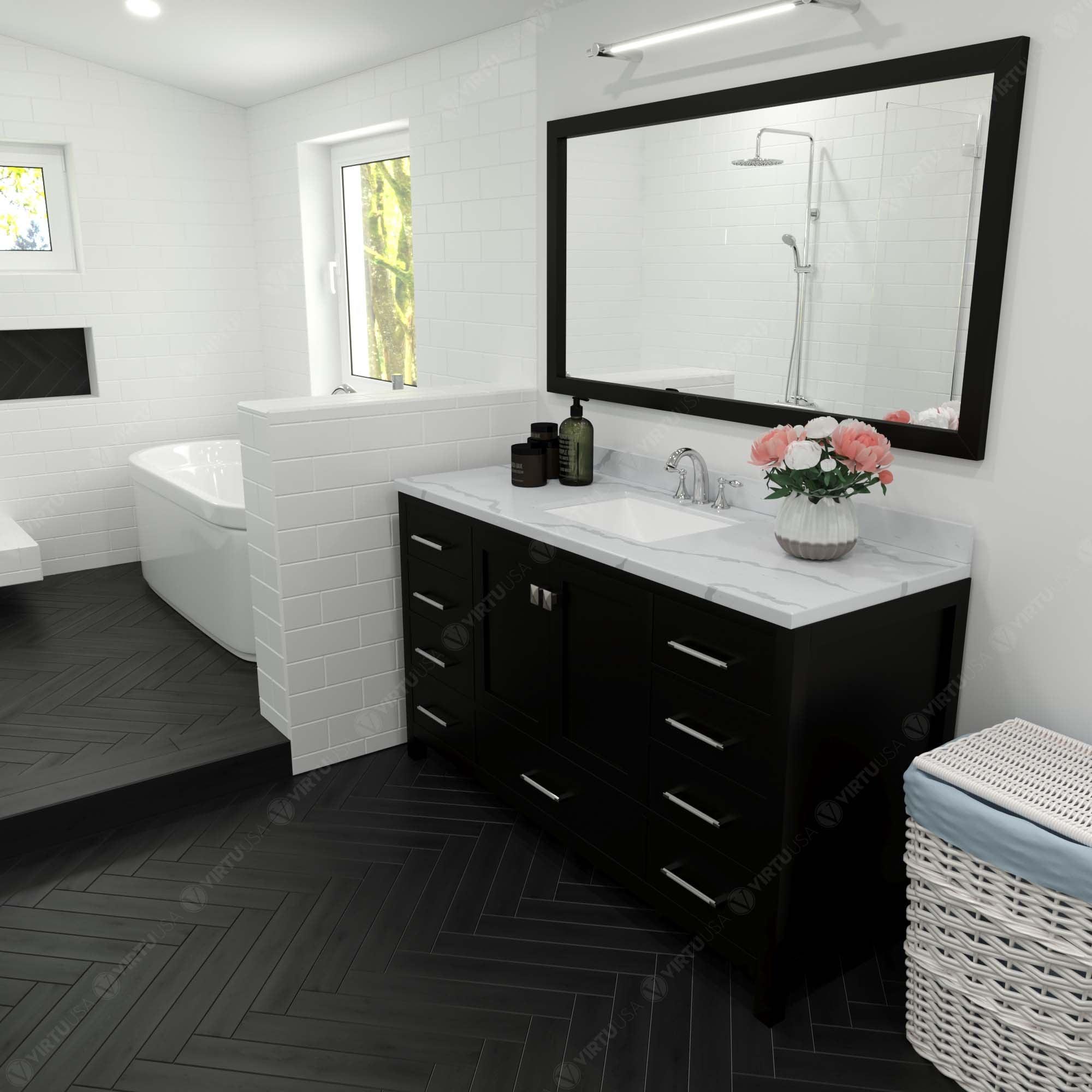 Virtu USA Caroline Avenue 60" Double Bath Vanity in Espresso - Bathroom Design Center