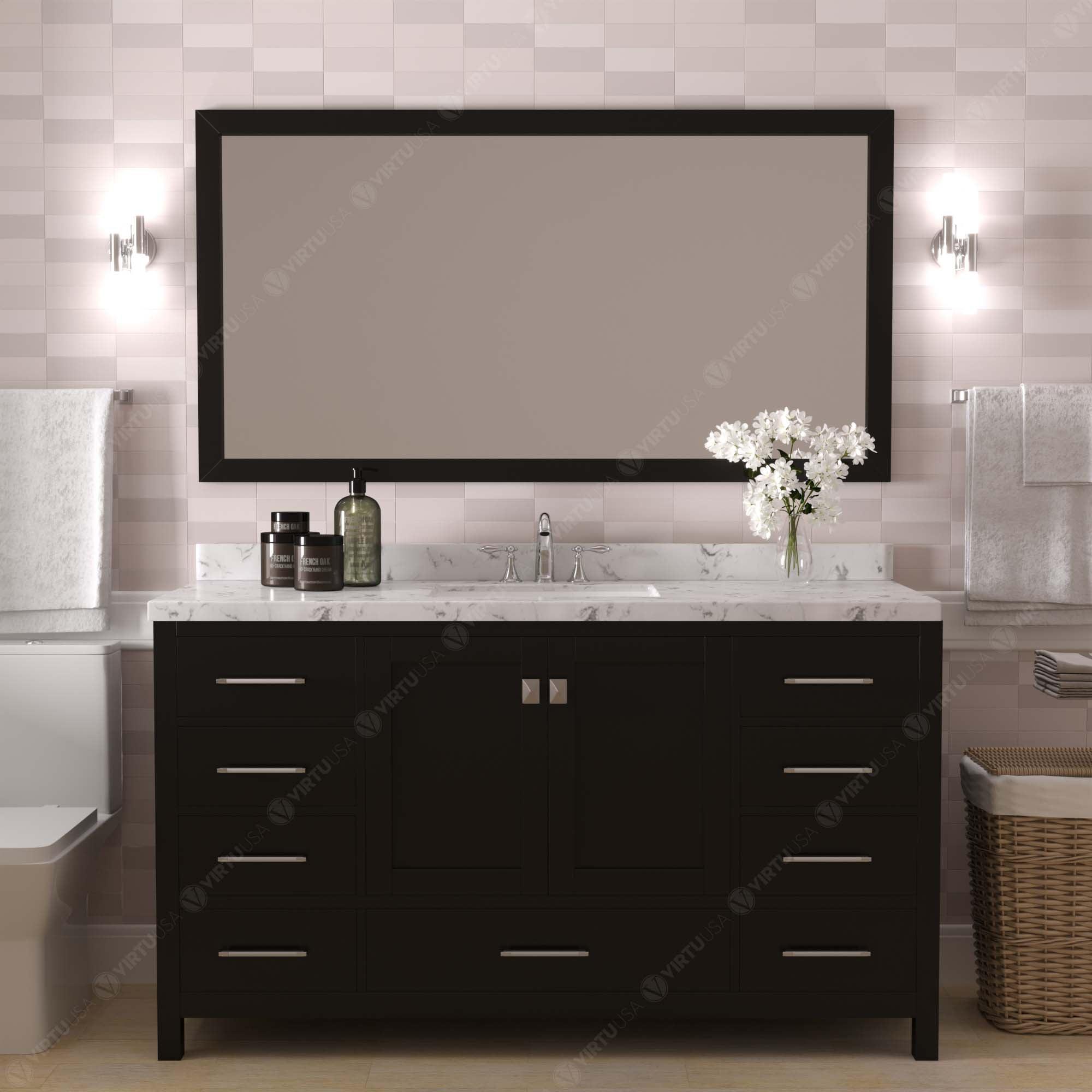 Virtu USA Caroline Avenue 60" Double Bath Vanity in Espresso - Bathroom Design Center