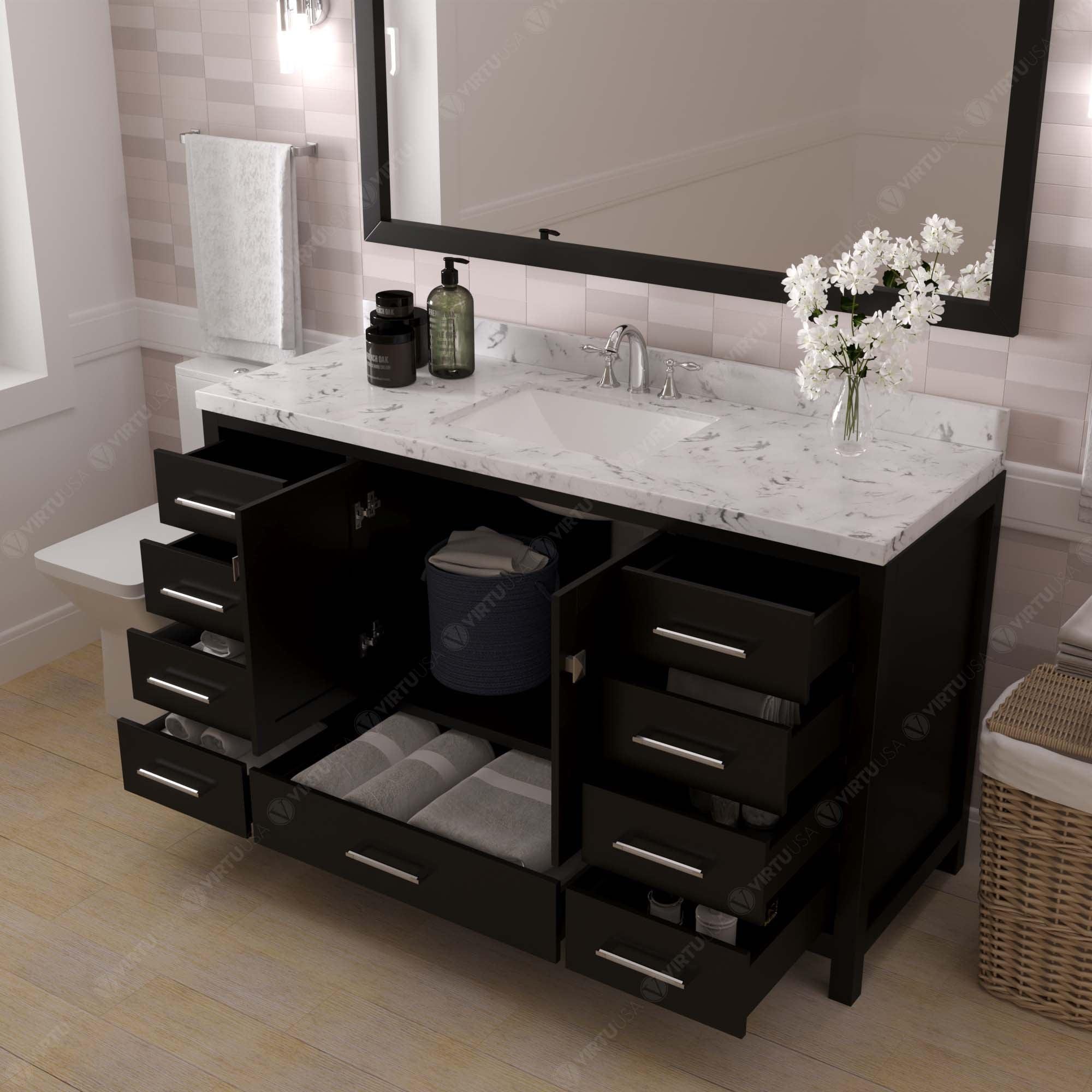 Virtu USA Caroline Avenue 60" Double Bath Vanity in Espresso - Bathroom Design Center