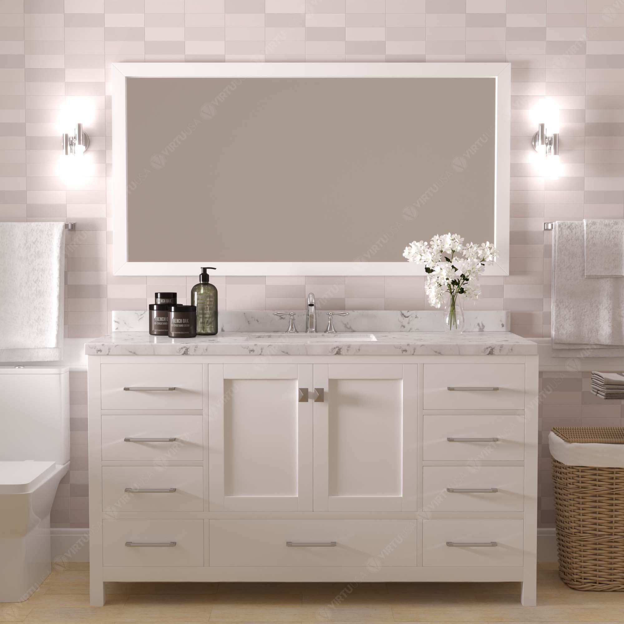 Virtu USA Caroline Avenue 60" Single Bath Vanity in White (multiple options) - Bathroom Design Center