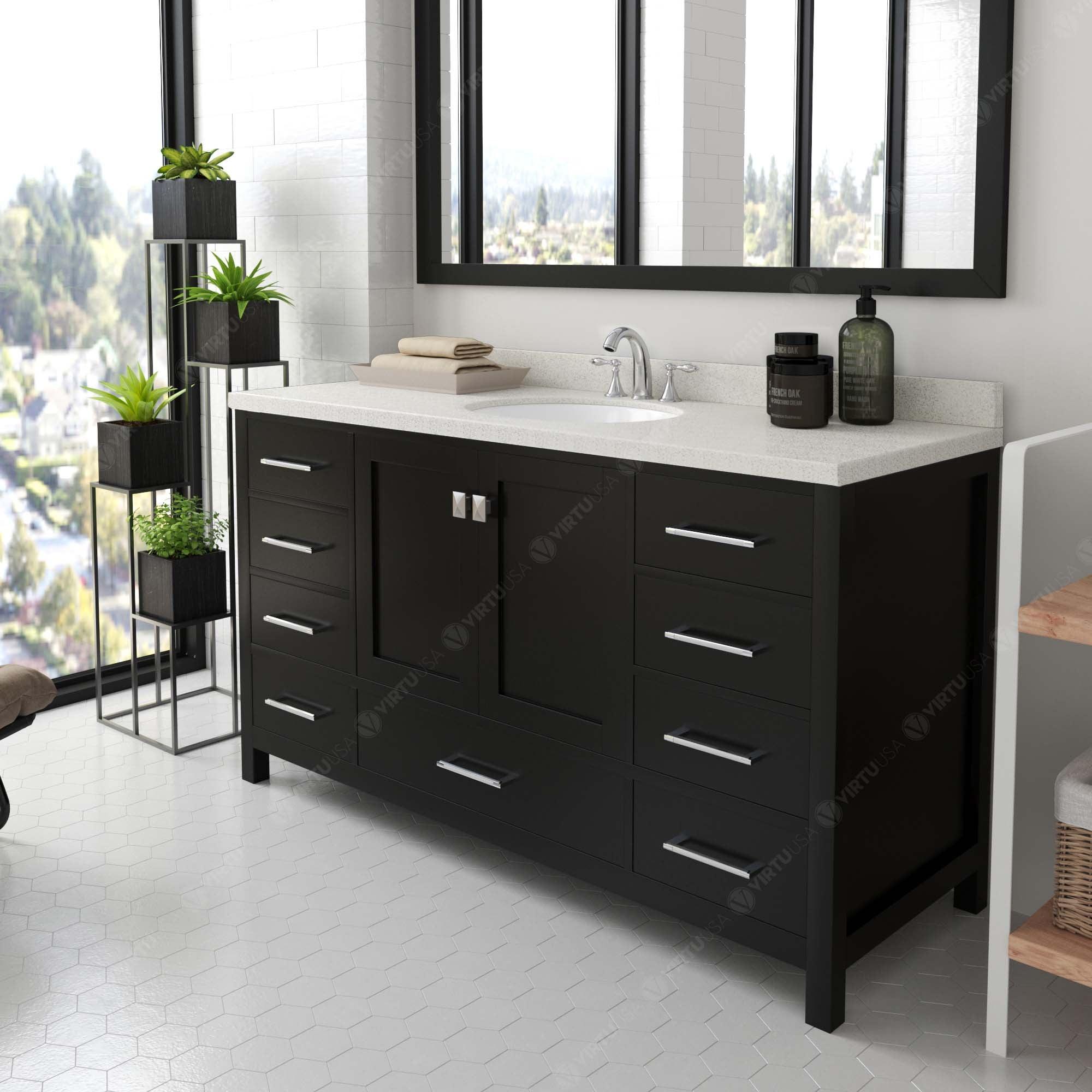 Virtu USA Caroline Avenue 60" Double Bath Vanity in Espresso - Bathroom Design Center
