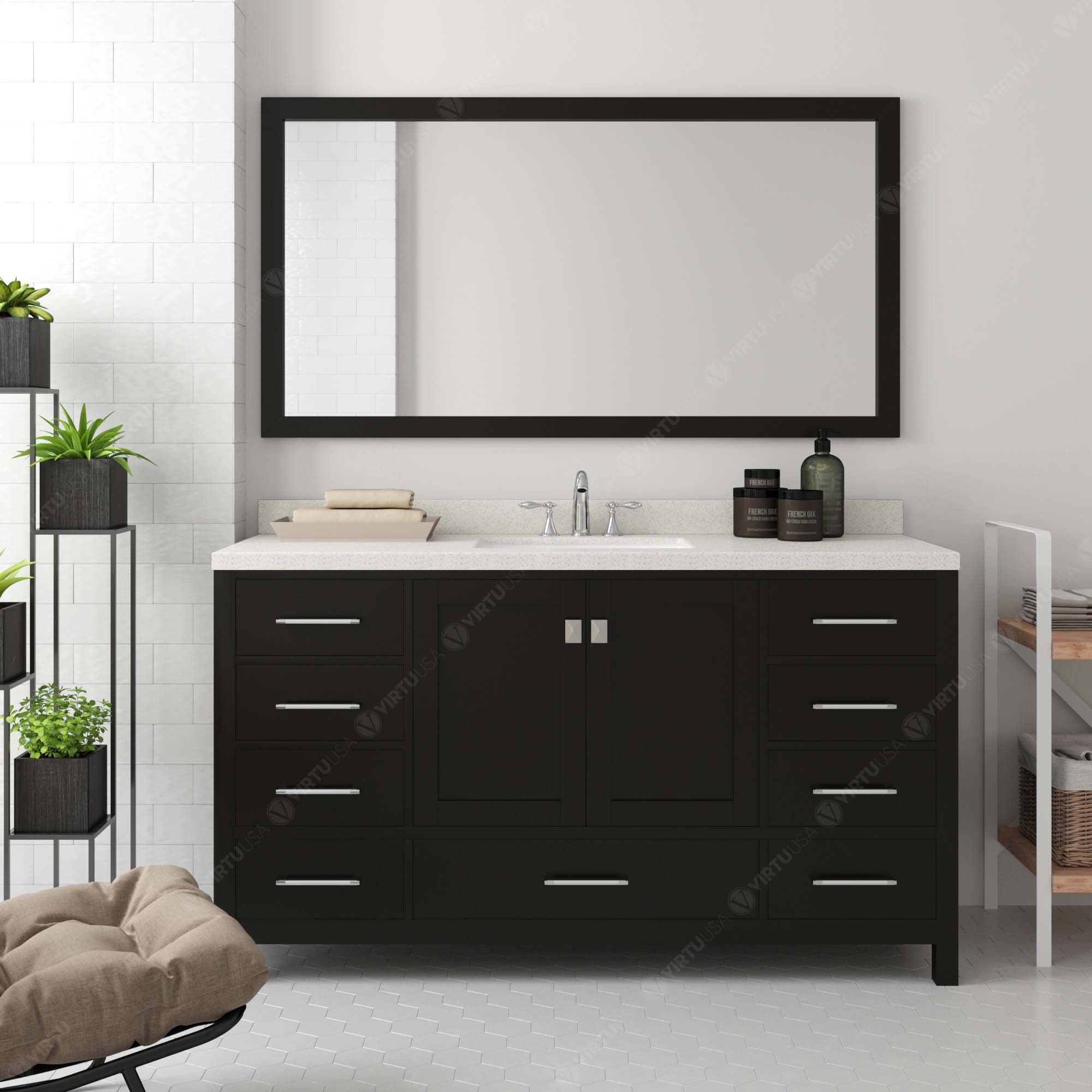 Virtu USA Caroline Avenue 60" Double Bath Vanity in Espresso - Bathroom Design Center