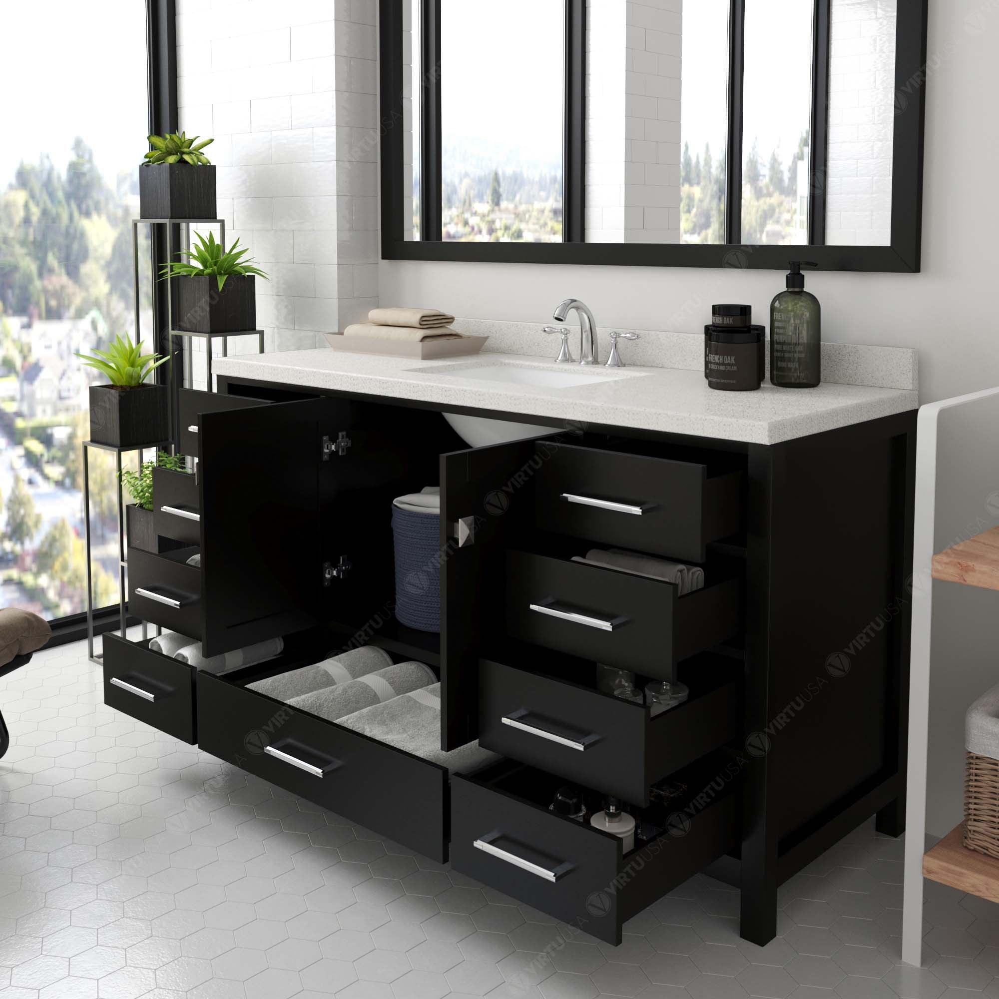 Virtu USA Caroline Avenue 60" Double Bath Vanity in Espresso - Bathroom Design Center