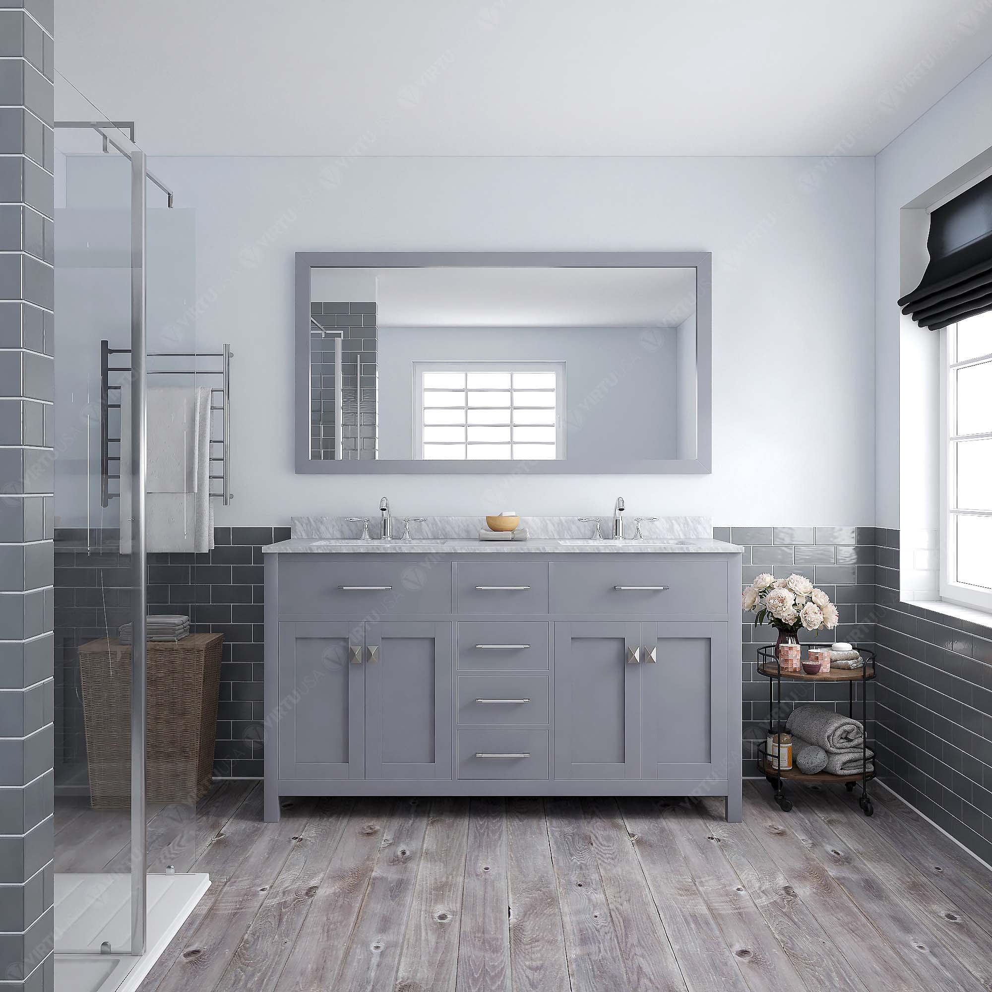 Virtu USA Caroline 60" Single/Double Bath Vanity in Gray (multiple options)