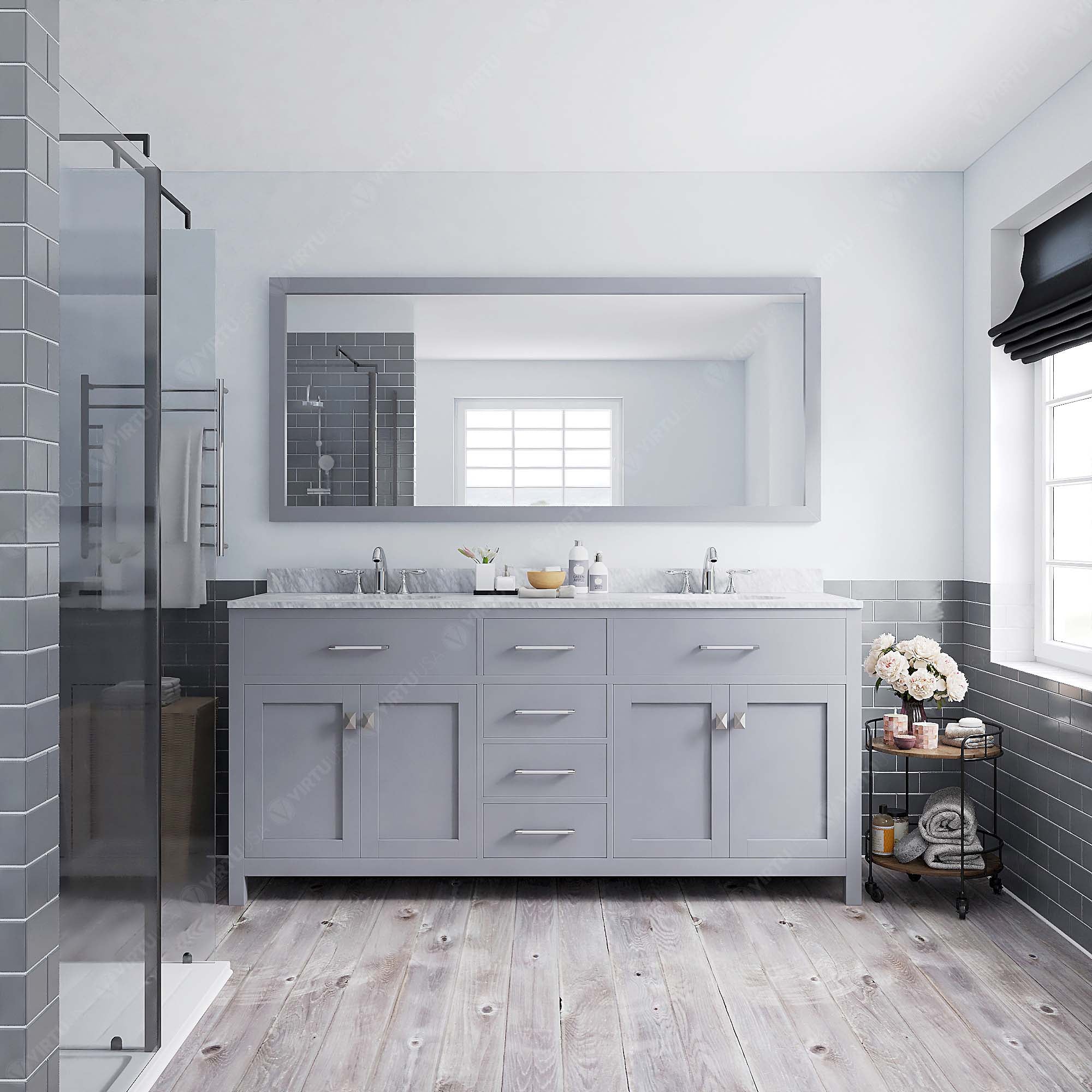 Virtu USA Caroline 72" Double Bath Vanity in Gray (multiple options)