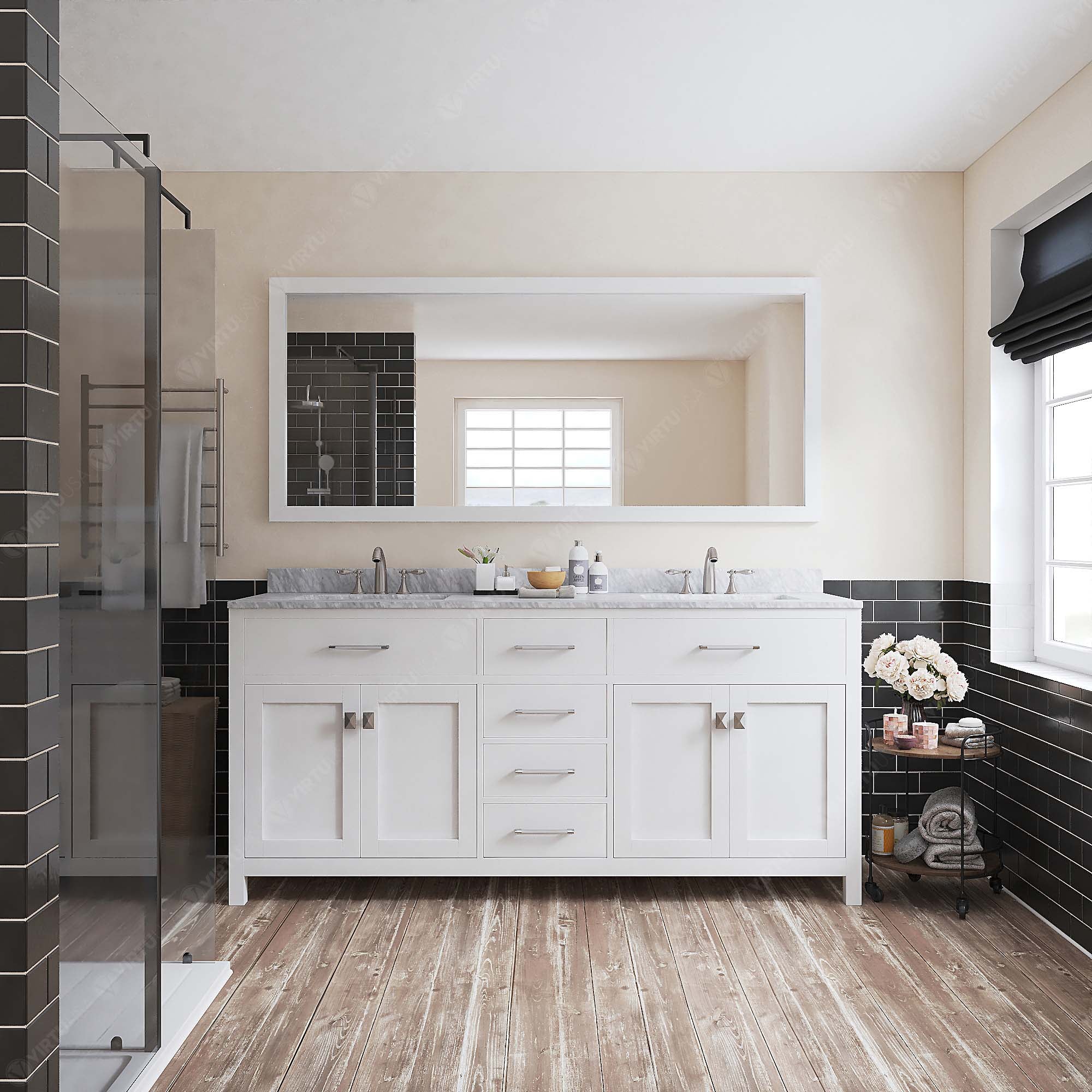 Virtu USA Caroline 72" Double Bath Vanity in White (multiple options)