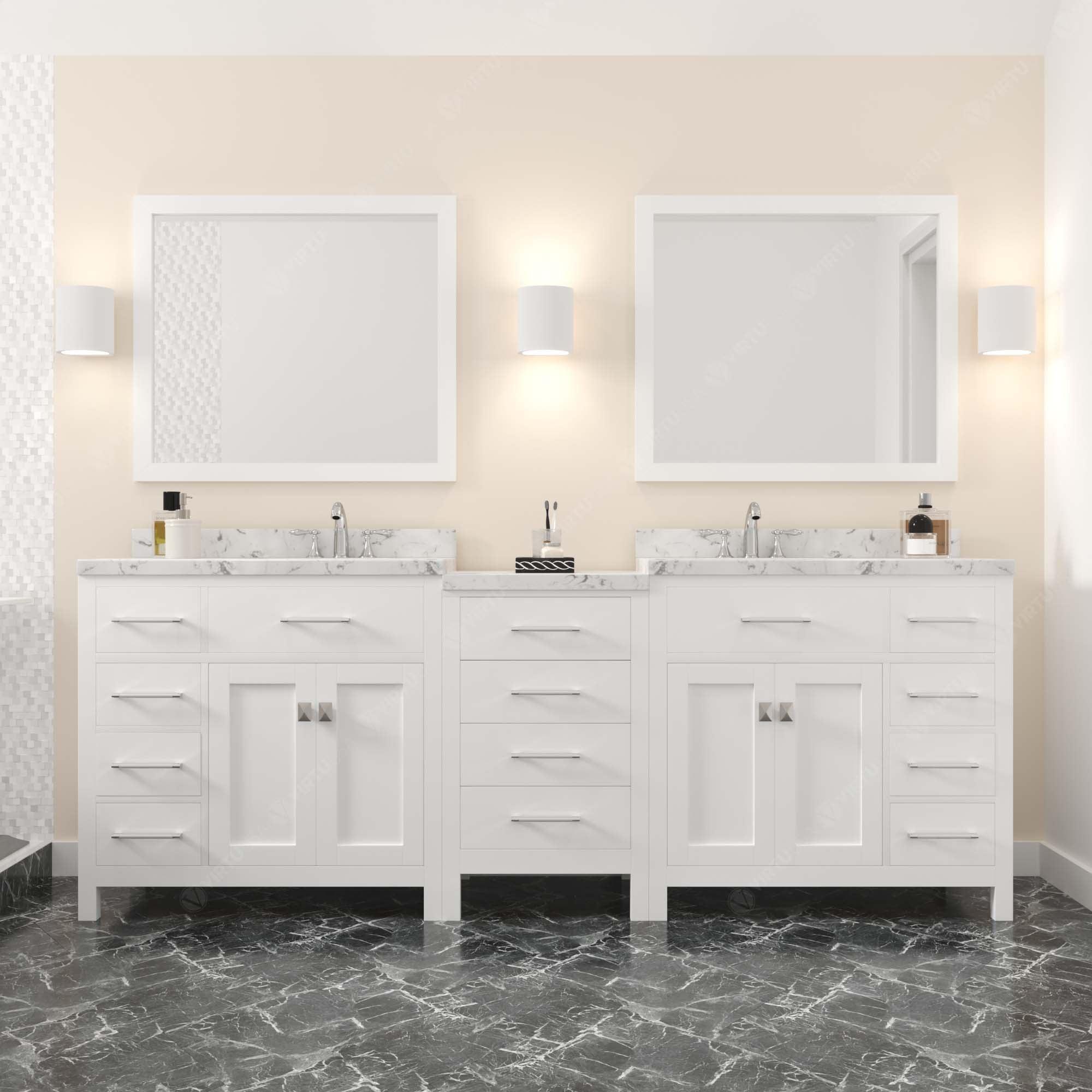 Virtu USA Caroline Parkway 93" White Double Bath Vanity Set - Bathroom Design Center