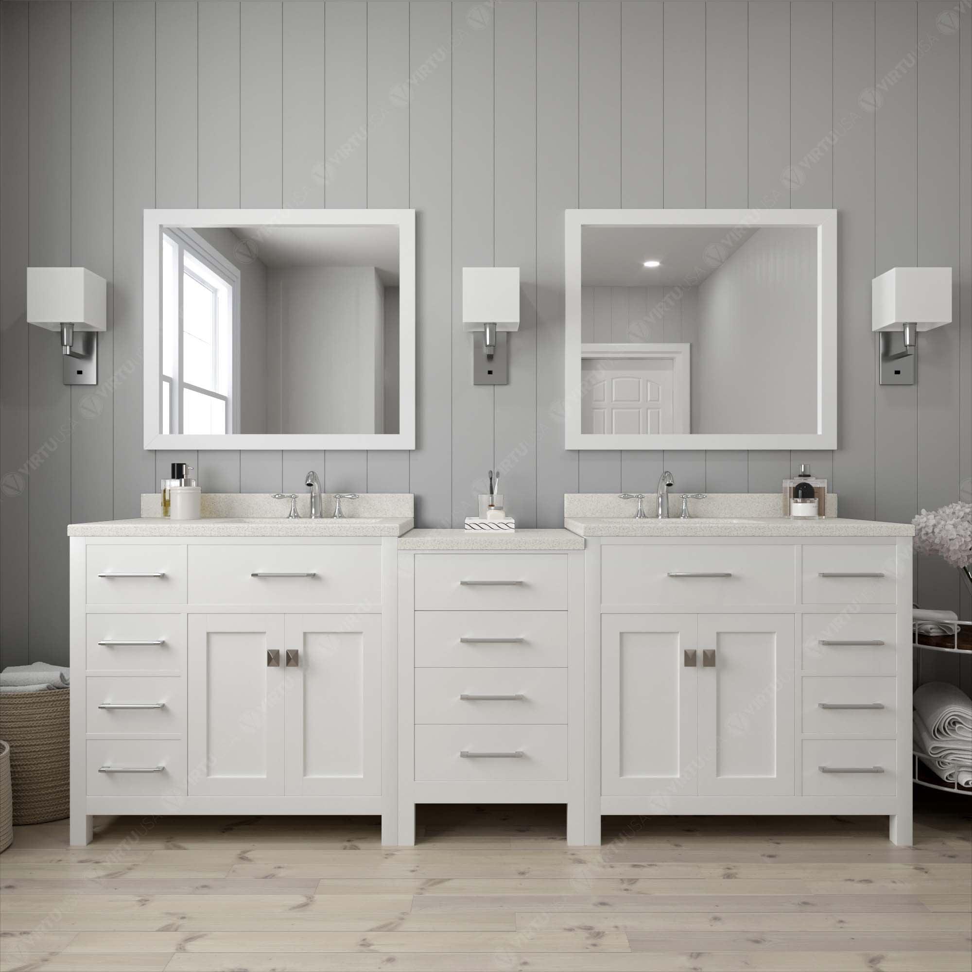 Virtu USA Caroline Parkway 93" White Double Bath Vanity Set - Bathroom Design Center