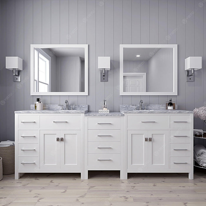 Virtu USA Caroline Parkway 93" White Double Bath Vanity Set