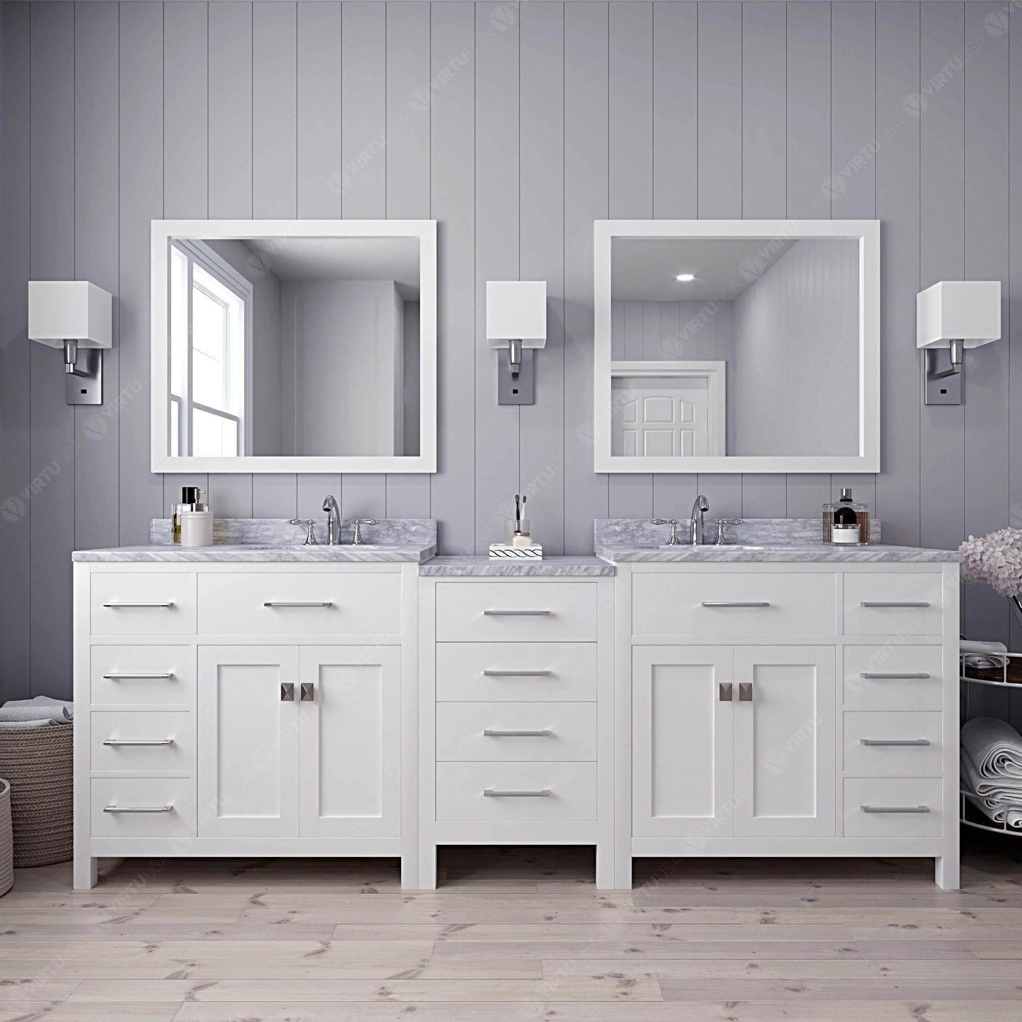 Virtu USA Caroline Parkway 93" White Double Bath Vanity Set - Bathroom Design Center