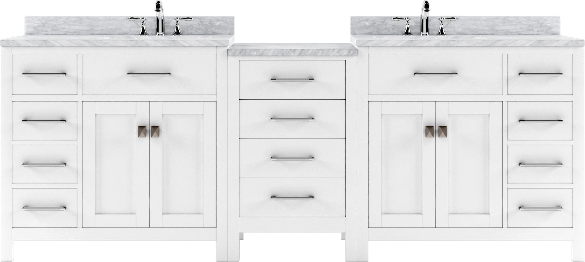 Virtu USA Caroline Parkway 93" White Double Bath Vanity Set - Bathroom Design Center