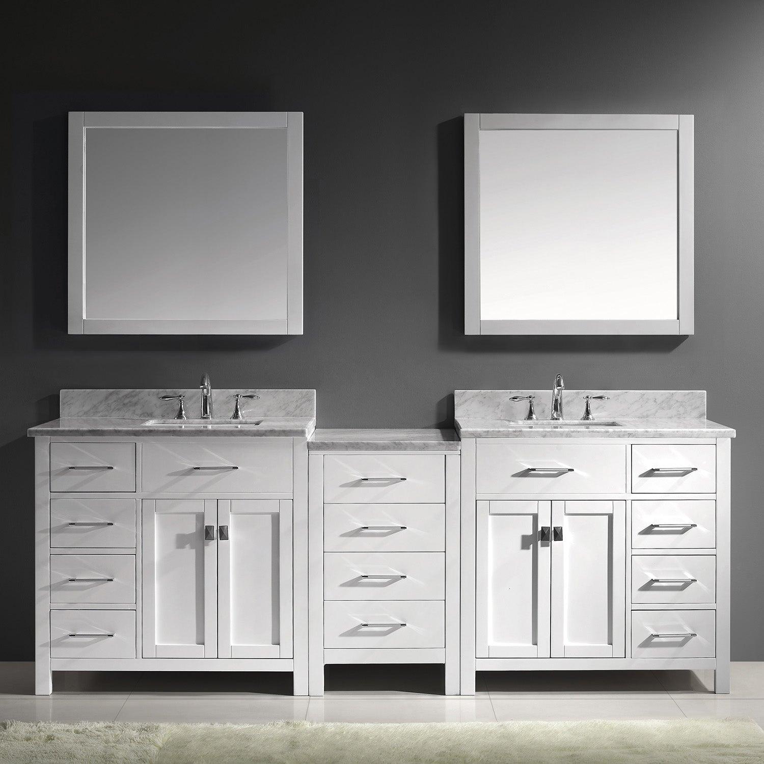Virtu USA Caroline Parkway 93" White Double Bath Vanity Set - Bathroom Design Center