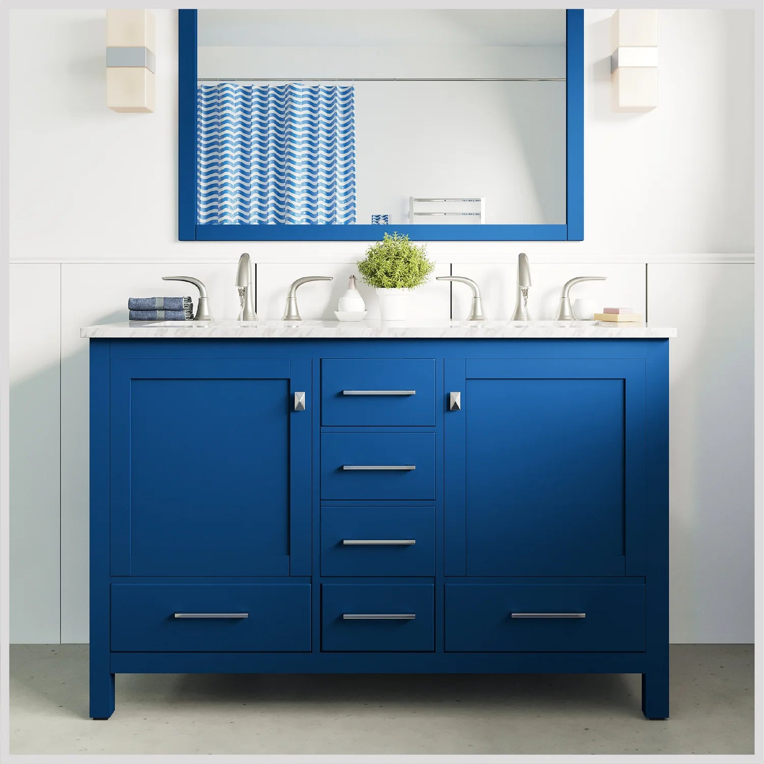 Eviva Aberdeen Transitional Bathroom Vanity w/ White Carrara Top - Bathroom Design Center
