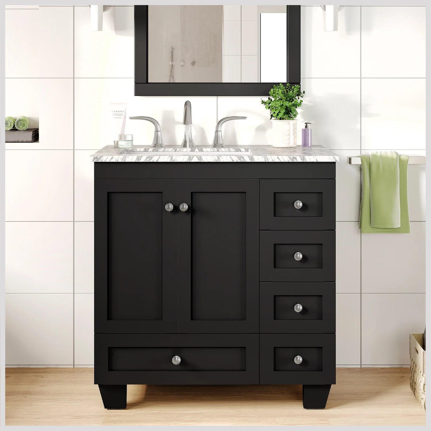 Eviva Acclaim Transitional Bathroom Vanity w/ White Quartz Top - Bathroom Design Center