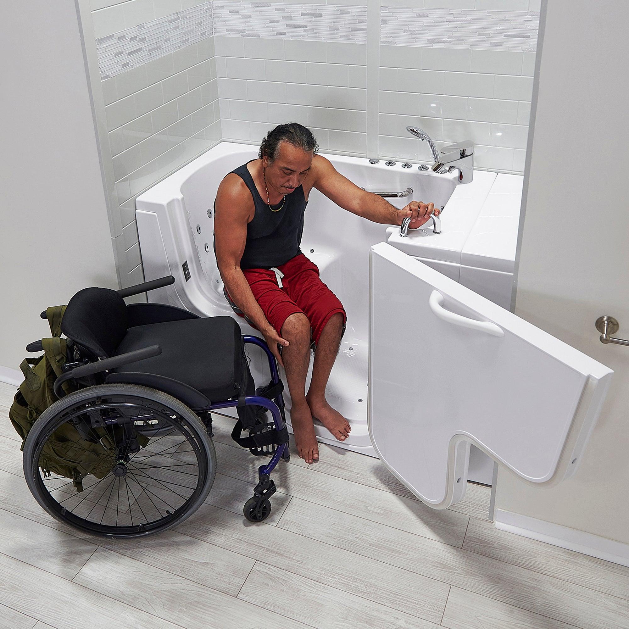 Ella Wheelchair Transfer 30" x 52" Acrylic Air and Hydro Massage Walk-In Bathtub with Heated Seat - Bathroom Design Center